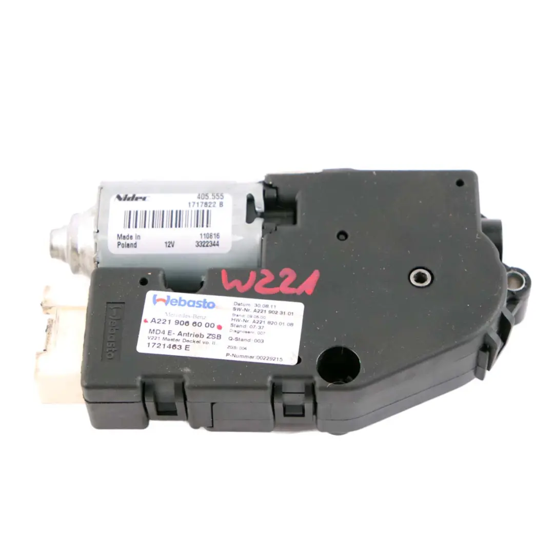 Mercedes W221 Unidad Techo Solar Motor Techo Solar Panorámico - SKU A2219066000 - Número de pieza A2219066000