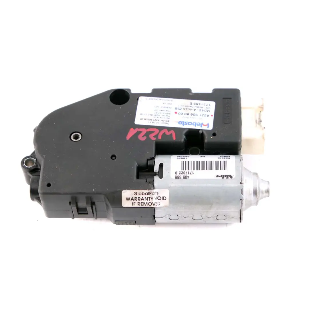 Mercedes W221 Unidad Techo Solar Motor Techo Solar Panorámico - SKU A2219066000 - Número de pieza A2219066000