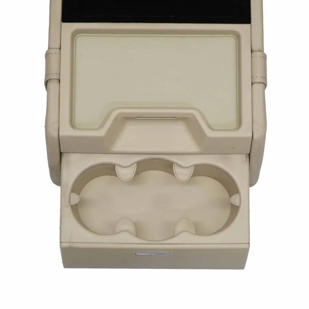 Respaldo Trasero Apoyabrazos Cubrevasos Cuero Beige para Mercedes W221 con número de pieza A2219200147 Mercedes W221 Respaldo Trasero Apoyabrazos Cubrevasos Cuero Beige - SKU A2219200147 - Número de pieza A2219200147