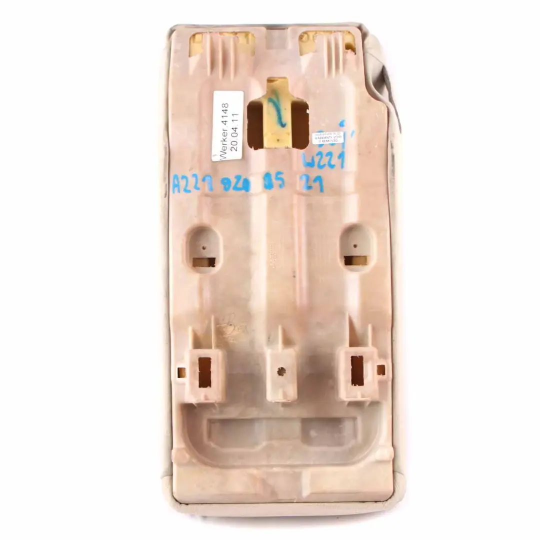 Centre Armrest Beige Leather S-Class to Mercedes W221 Rear Seat with Part number A2219200521 Mercedes W221 Rear Seat Centre Armrest Beige Leather S-Class - SKU A2219200521 - Part number A2219200521