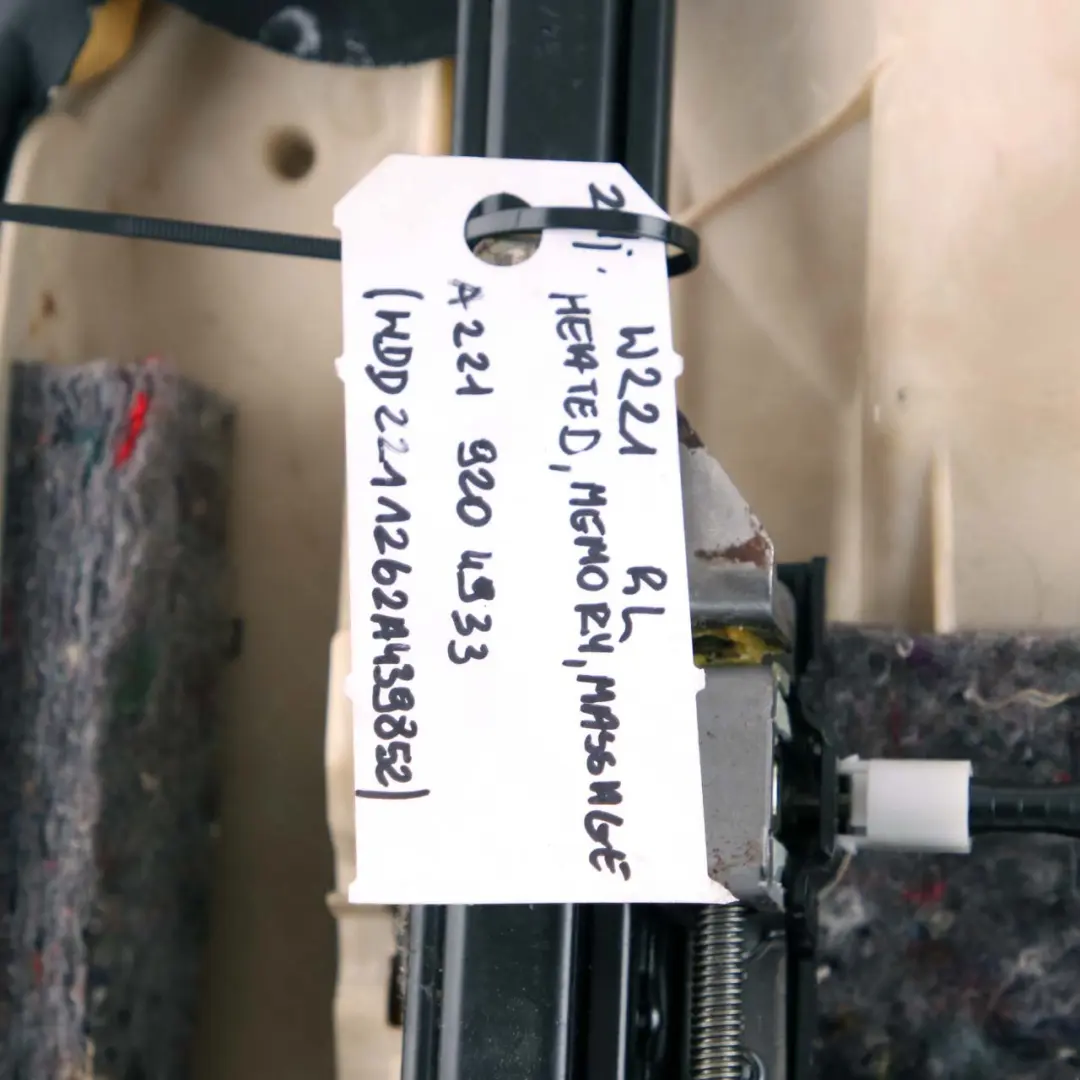 Mercedes-Benz S-Class W221 Heated Massage Rear Left N/S Seat Cover Black Leather to with Part number A2219204933 Mercedes-Benz S-Class W221 Heated Massage Rear Left N/S Seat Cover Black Leather - SKU A2219204933 - Part number A2219204933