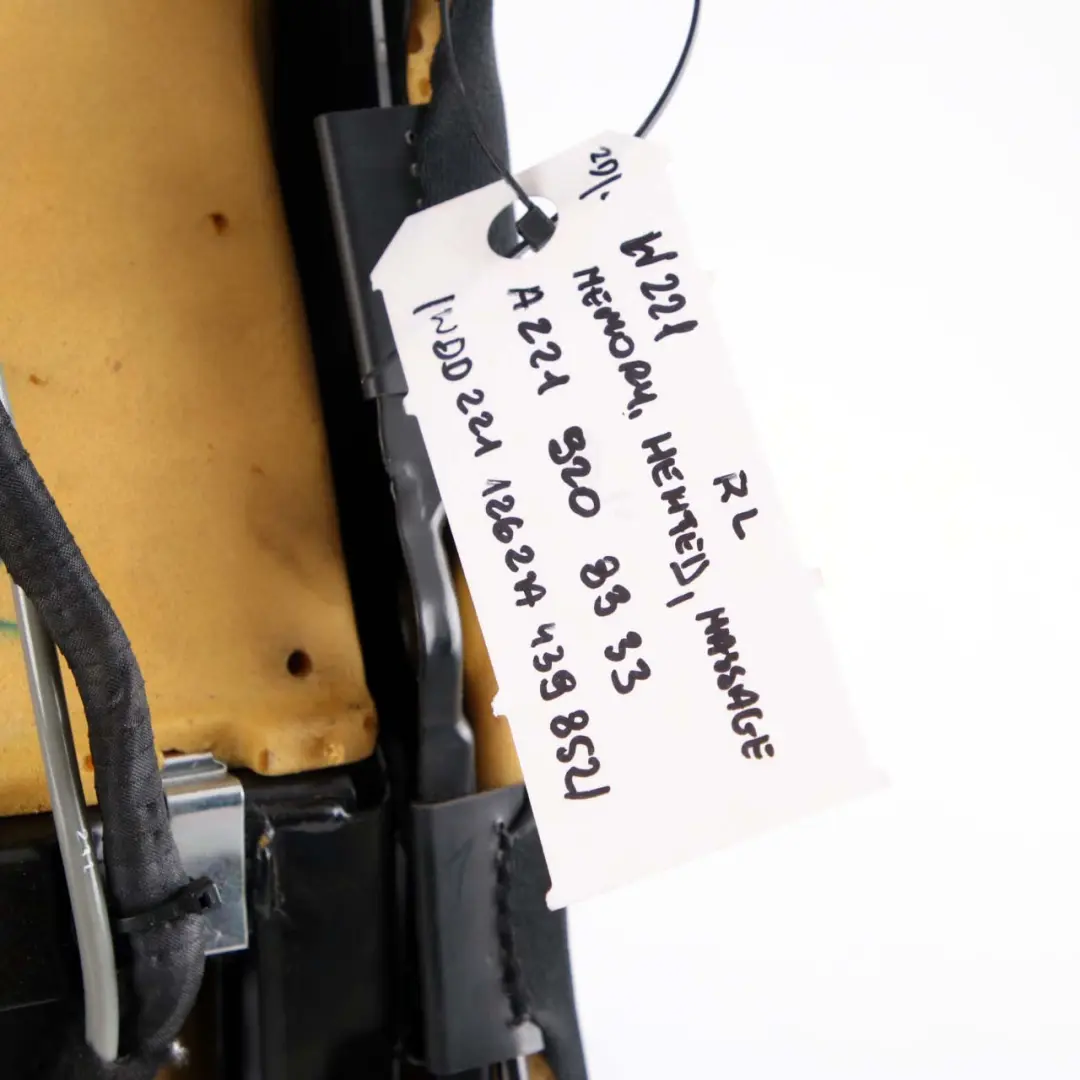 Mercedes-Benz W221 Heated Massage Rear Left Seat Backrest Cover Black Leather to with Part number A2219208333 Mercedes-Benz W221 Heated Massage Rear Left Seat Backrest Cover Black Leather - SKU A2219208333 - Part number A2219208333