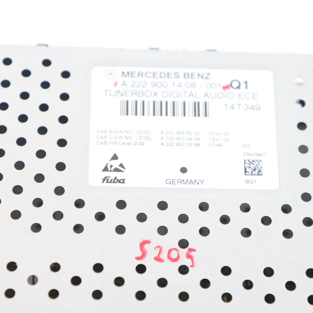  Module Mercedes S205 Trunk Rear Tuner Digital Radio DAB Control Unit - SKU A2229001408 - Part number A2229001408