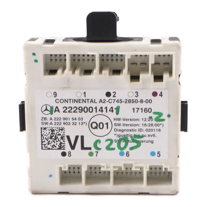 Modulo Mercedes C205 Porta anteriore sinistra Unità modulo controllo per con numero di parte A2229001414 Modulo Mercedes C205 Porta anteriore sinistra Unità modulo controllo - SKU A2229001414 - Numero di parte A2229001414
