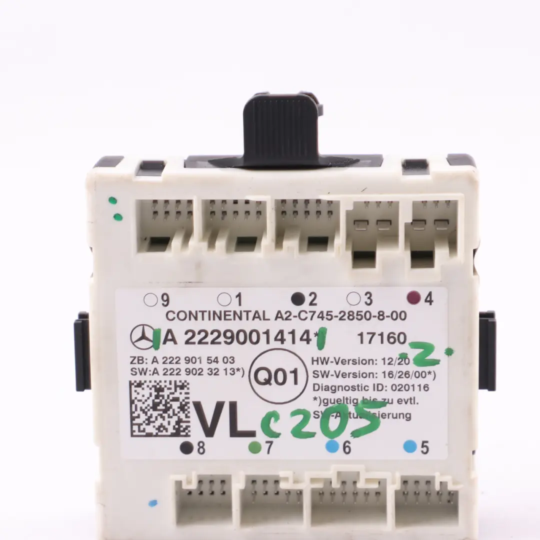 Modulo Mercedes C205 Porta anteriore sinistra Unità modulo controllo per con numero di parte A2229001414 Modulo Mercedes C205 Porta anteriore sinistra Unità modulo controllo - SKU A2229001414 - Numero di parte A2229001414