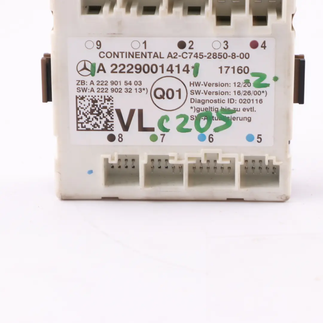 Modulo Mercedes C205 Porta anteriore sinistra Unità modulo controllo per con numero di parte A2229001414 Modulo Mercedes C205 Porta anteriore sinistra Unità modulo controllo - SKU A2229001414 - Numero di parte A2229001414