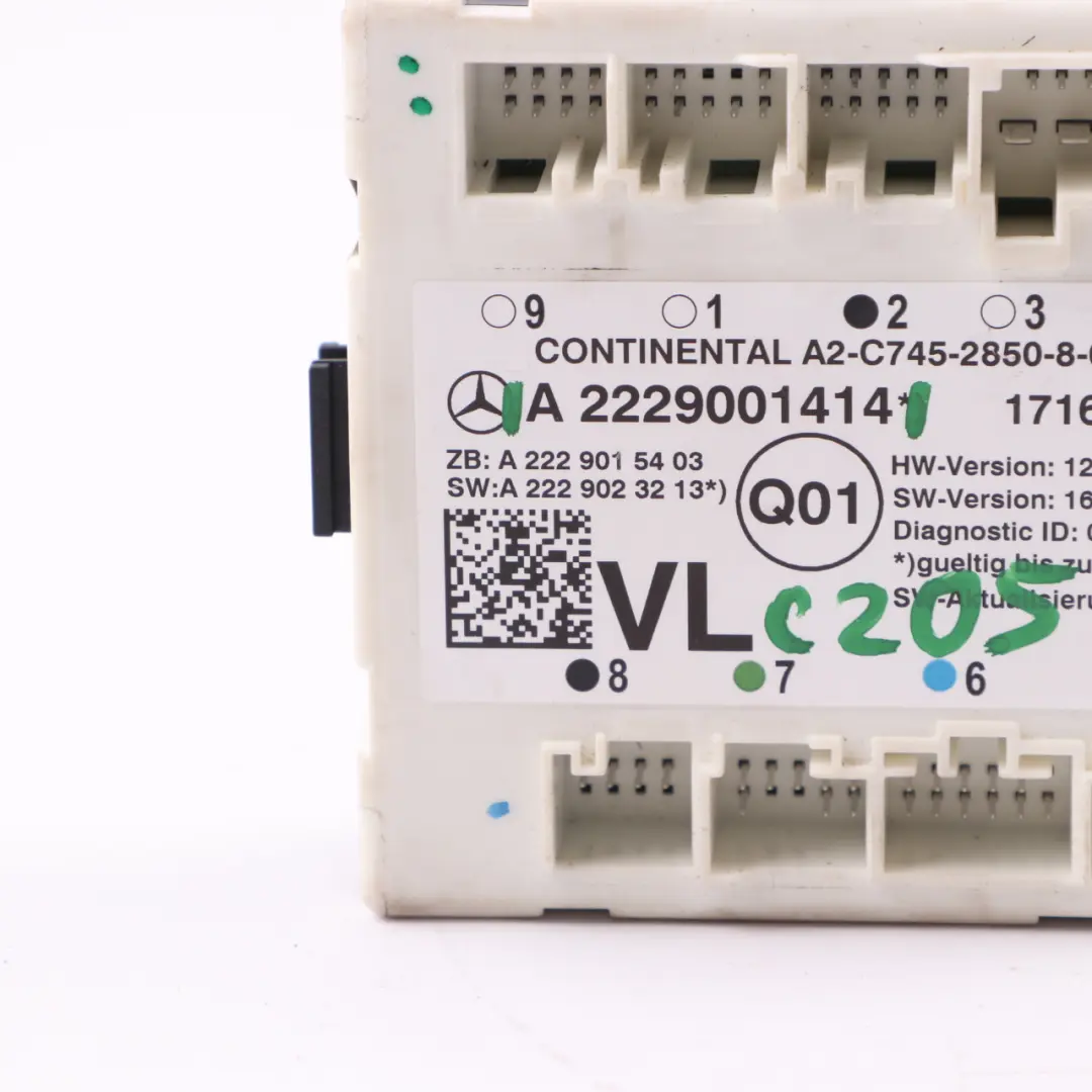 Modulo Mercedes C205 Porta anteriore sinistra Unità modulo controllo per con numero di parte A2229001414 Modulo Mercedes C205 Porta anteriore sinistra Unità modulo controllo - SKU A2229001414 - Numero di parte A2229001414