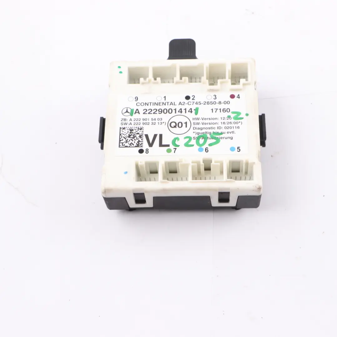 Modulo Mercedes C205 Porta anteriore sinistra Unità modulo controllo per con numero di parte A2229001414 Modulo Mercedes C205 Porta anteriore sinistra Unità modulo controllo - SKU A2229001414 - Numero di parte A2229001414