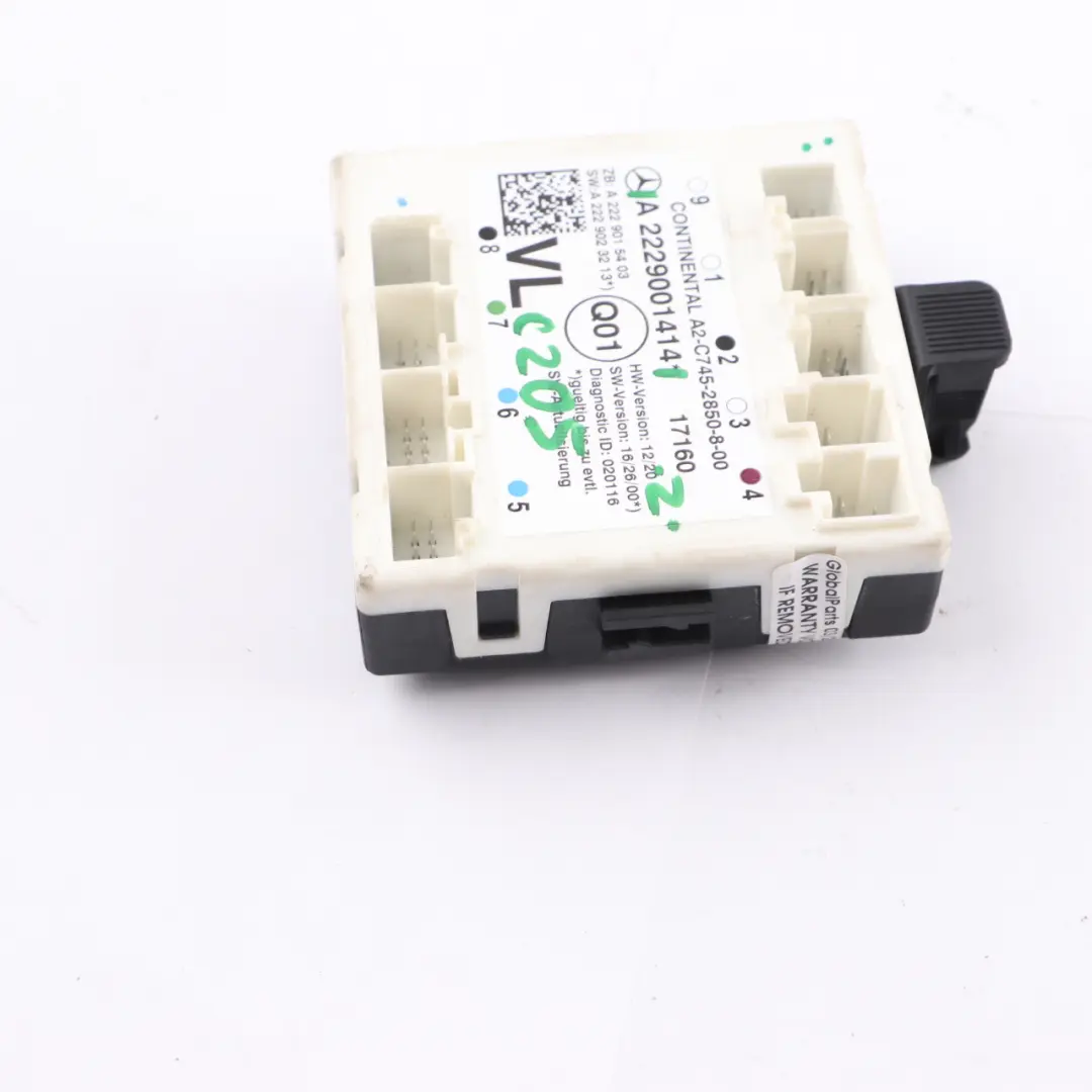 Modulo Mercedes C205 Porta anteriore sinistra Unità modulo controllo per con numero di parte A2229001414 Modulo Mercedes C205 Porta anteriore sinistra Unità modulo controllo - SKU A2229001414 - Numero di parte A2229001414