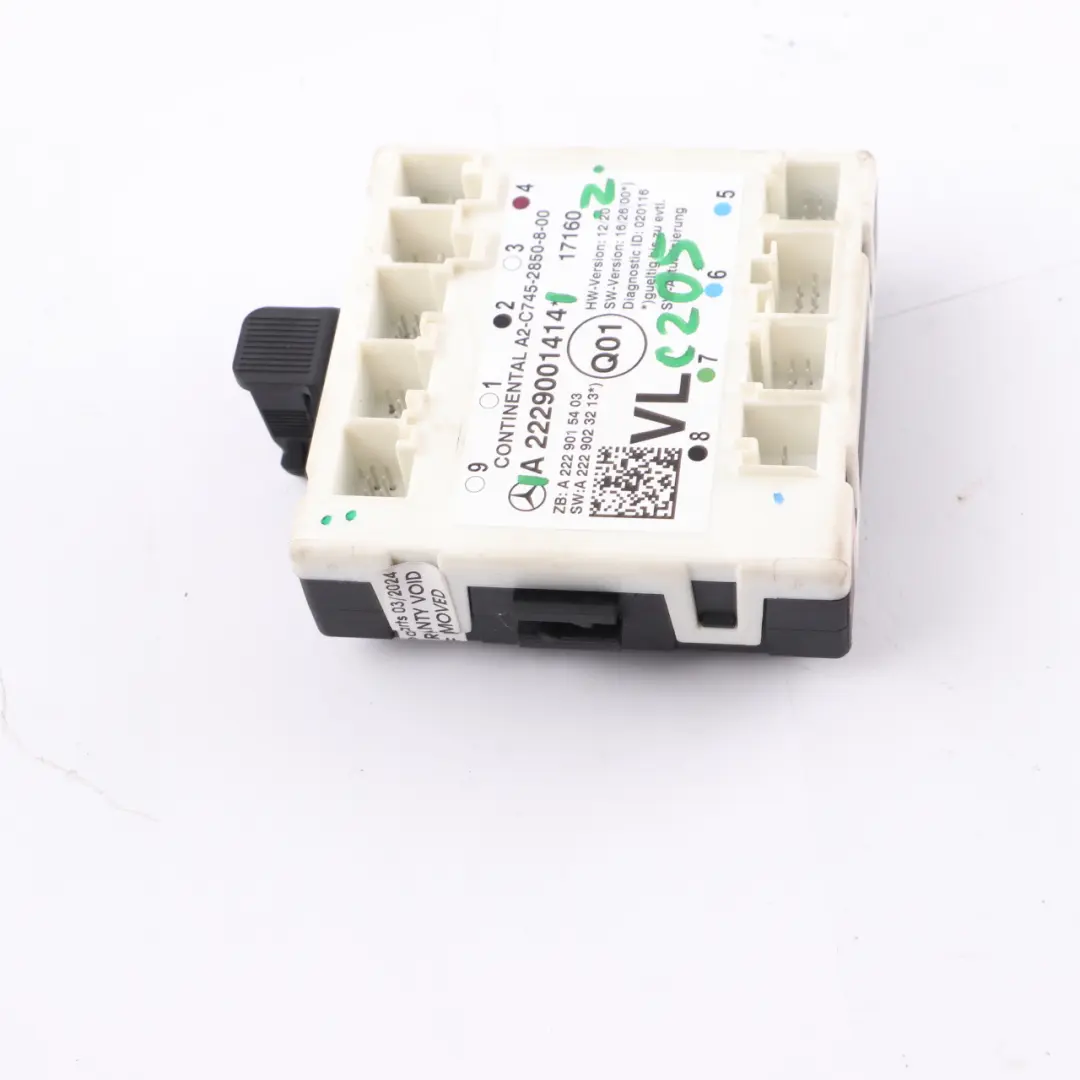 Modulo Mercedes C205 Porta anteriore sinistra Unità modulo controllo per con numero di parte A2229001414 Modulo Mercedes C205 Porta anteriore sinistra Unità modulo controllo - SKU A2229001414 - Numero di parte A2229001414