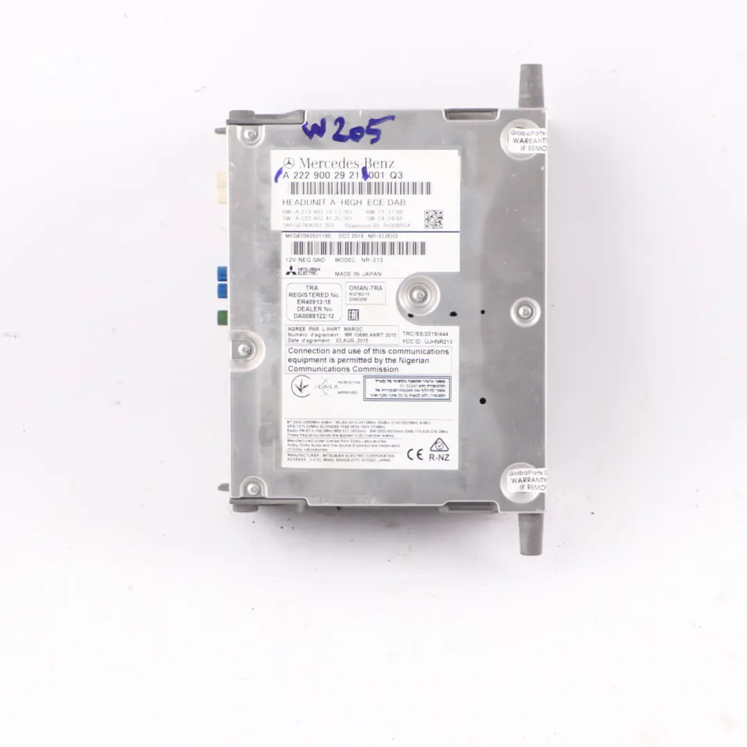 Unidad Principal Navegación Radio DAB Control para Mercedes W205 W213 con número de pieza A2229002921 Mercedes W205 W213 Unidad Principal Navegación Radio DAB Control - SKU A2229002921 - Número de pieza A2229002921