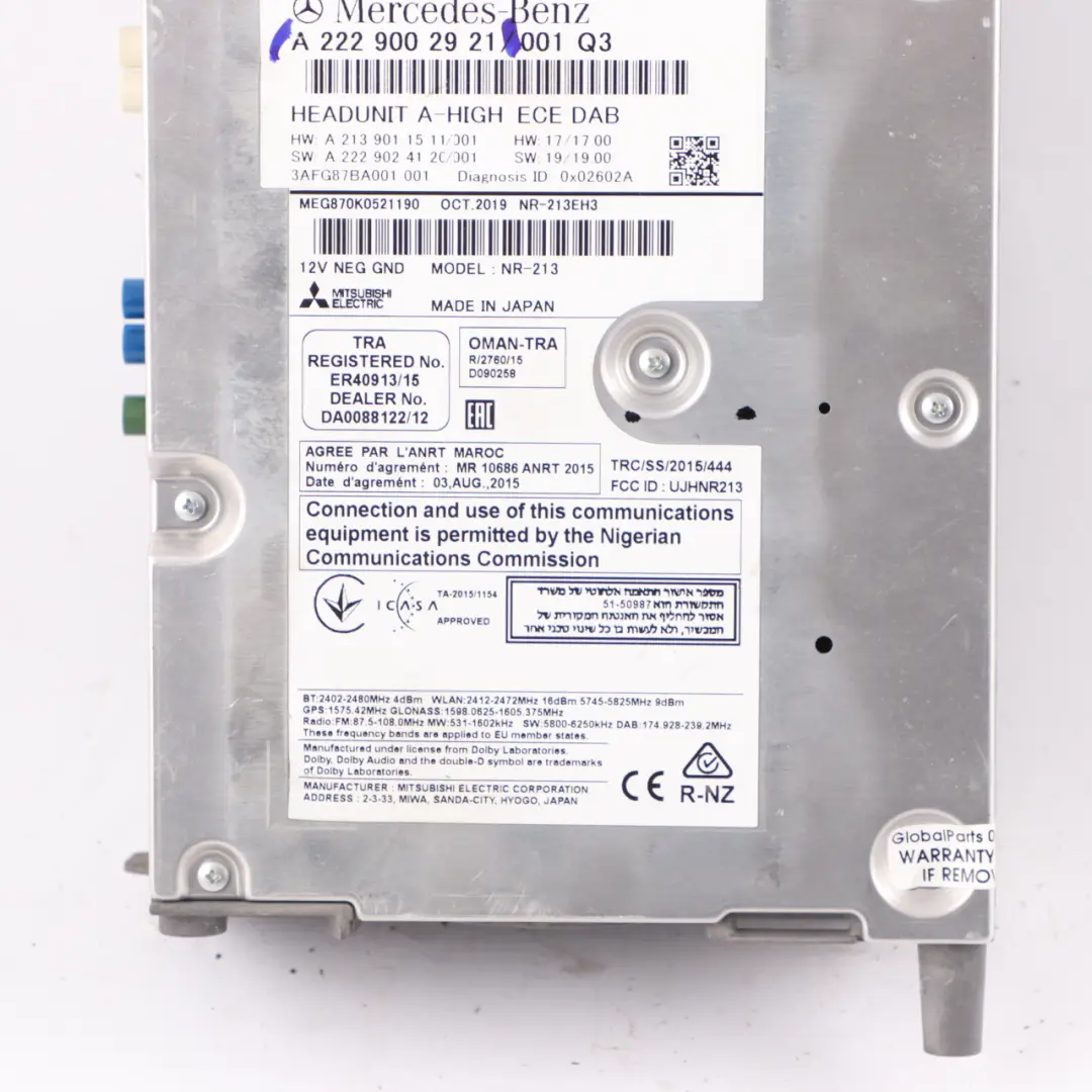 Mercedes W205 W213 Head Unit Navigation Radio DAB High Control Unit - SKU A2229002921 - Part number A2229002921