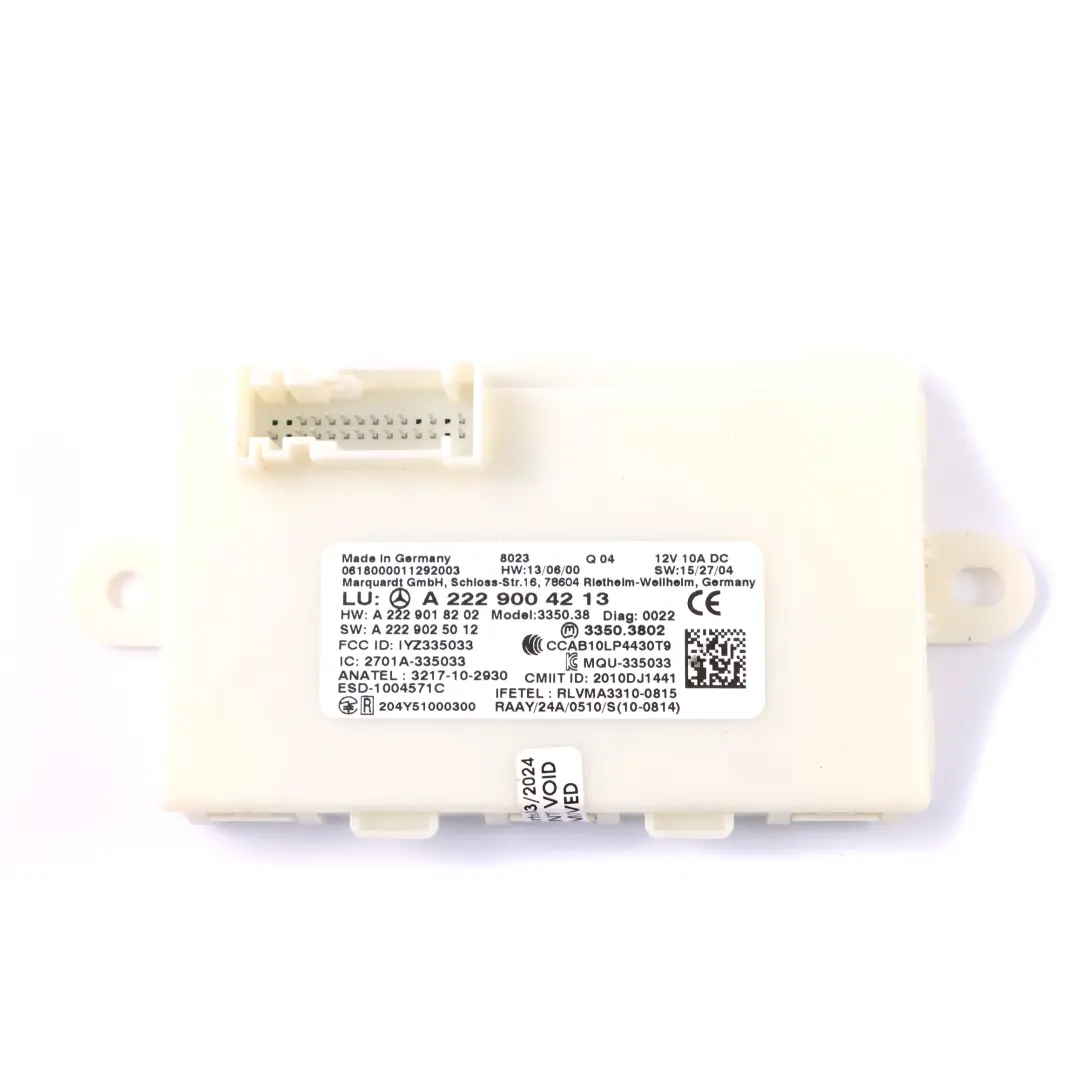  Keyless Go Mercedes W213 W222 Keyless Entry Control Unit Module - SKU A2139001710 - Part number A2139001710