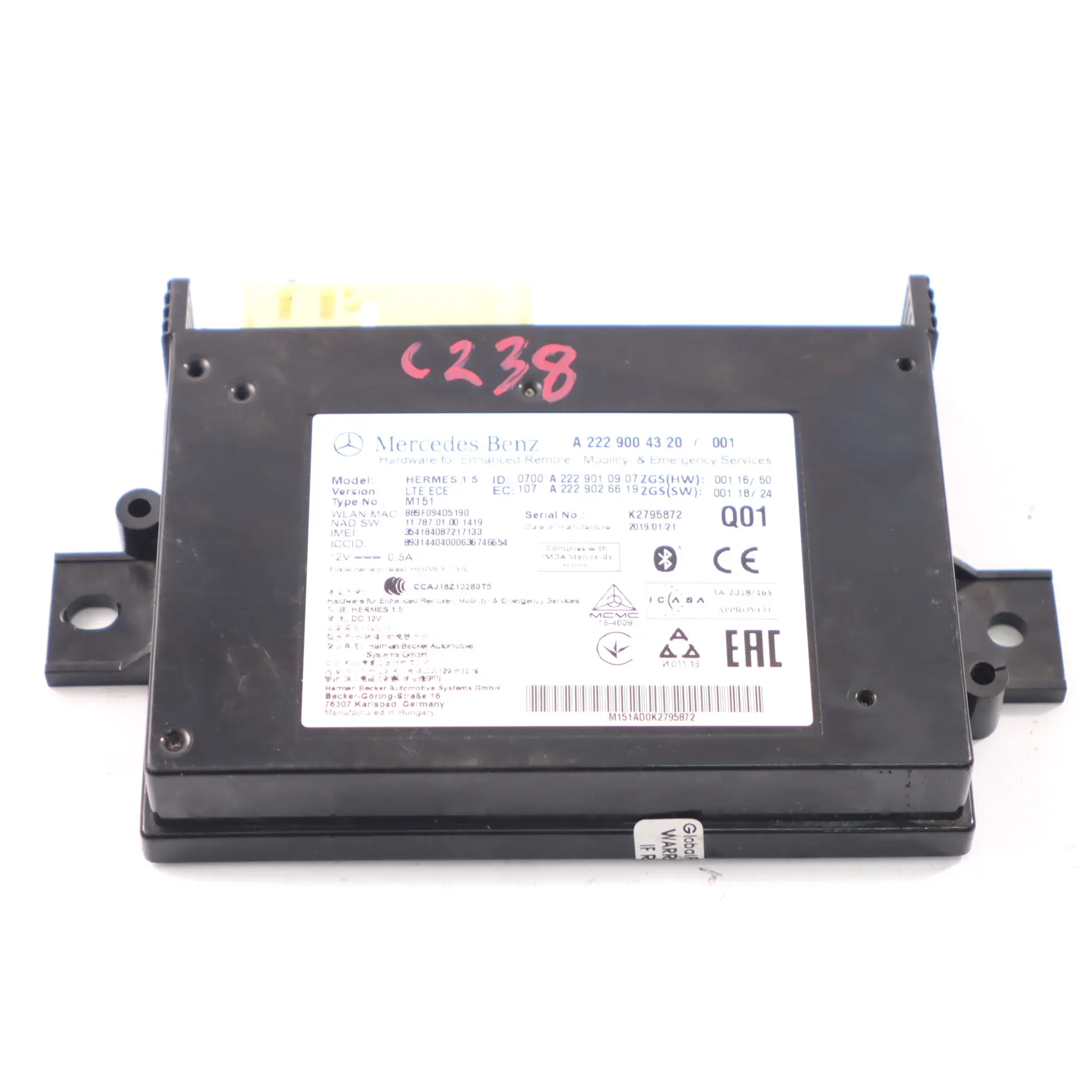 Telematics Module Mercedes C238 Communication Blutooth Control A2229004320