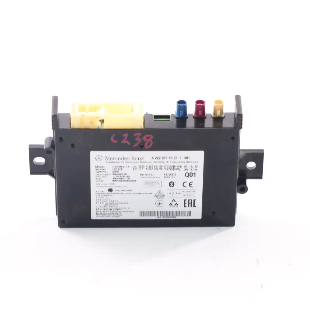 Modulo Telematico Mercedes C238 Comunicazione Bluetooth Controllo per con numero di parte A2229004320 Modulo Telematico Mercedes C238 Comunicazione Bluetooth Controllo - SKU A2229004320 - Numero di parte A2229004320