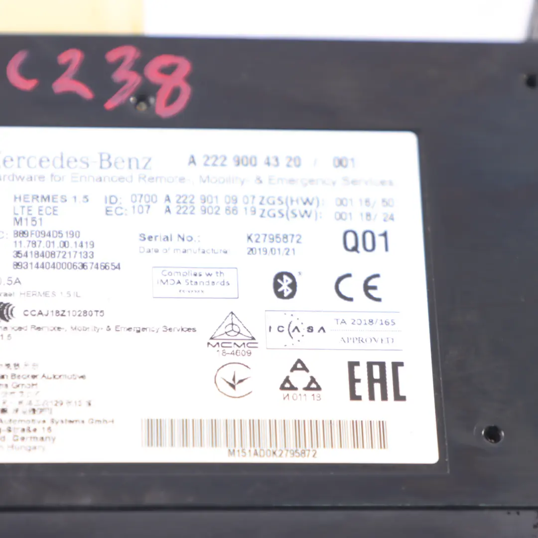 Telematik Modul Mercedes C238 Kommunikation Blutooth Steuerung für mit Teilenummer A2229004320 Telematik Modul Mercedes C238 Kommunikation Blutooth Steuerung - SKU A2229004320 - Teilenummer A2229004320