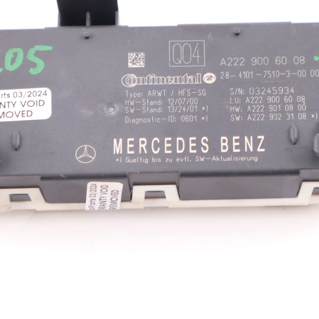 Mercedes W205 W222 Portellone posteriore Tronco Modulo controllo - SKU A2229006008 - Numero di parte A2229006008
