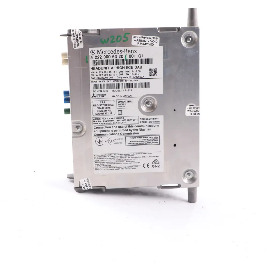 Unidad Central Radio DAB Multimedia Control para Mercedes W205 W213 C238 con número de pieza A2229006320 Mercedes W205 W213 C238 Unidad Central Radio DAB Multimedia Control - SKU A2229006320 - Número de pieza A2229006320