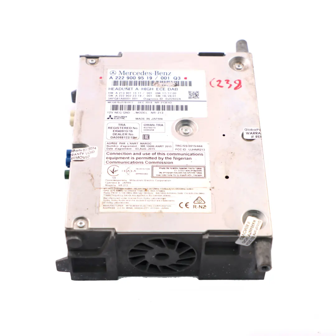 Head Unit Radio CD Player Audio Sat Nav Control to Mercedes C238 with Part number A2139004216 Mercedes C238 Head Unit Radio CD Player Audio Sat Nav Control - SKU A2229009519 - Part number A2139004216