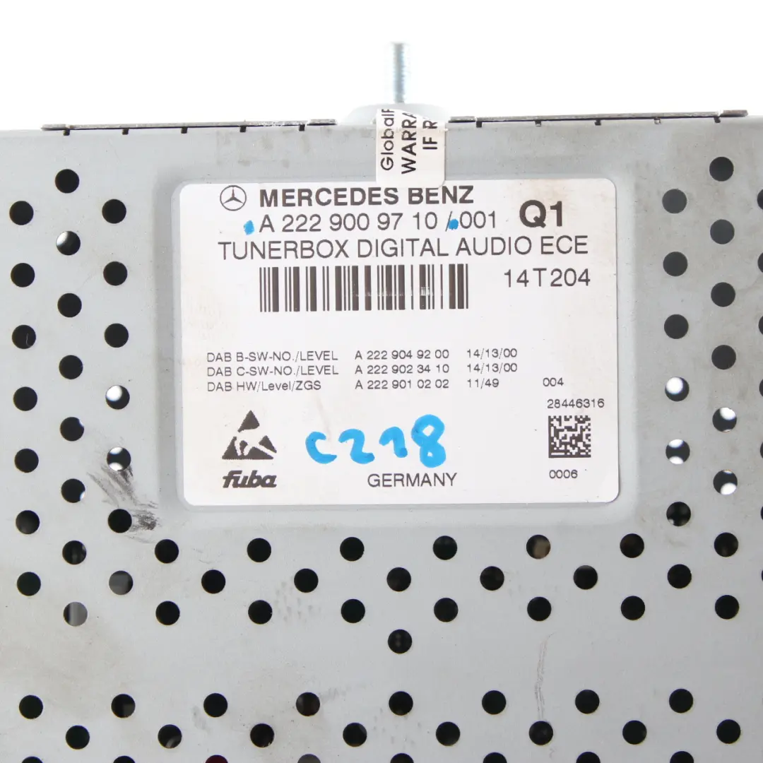 Tuner Box Mercedes W176 W212 W218 Digital Audio Control Unit DAB ECE to with Part number A2229009710 Tuner Box Mercedes W176 W212 W218 Digital Audio Control Unit DAB ECE - SKU A2229009710 - Part number A2229009710