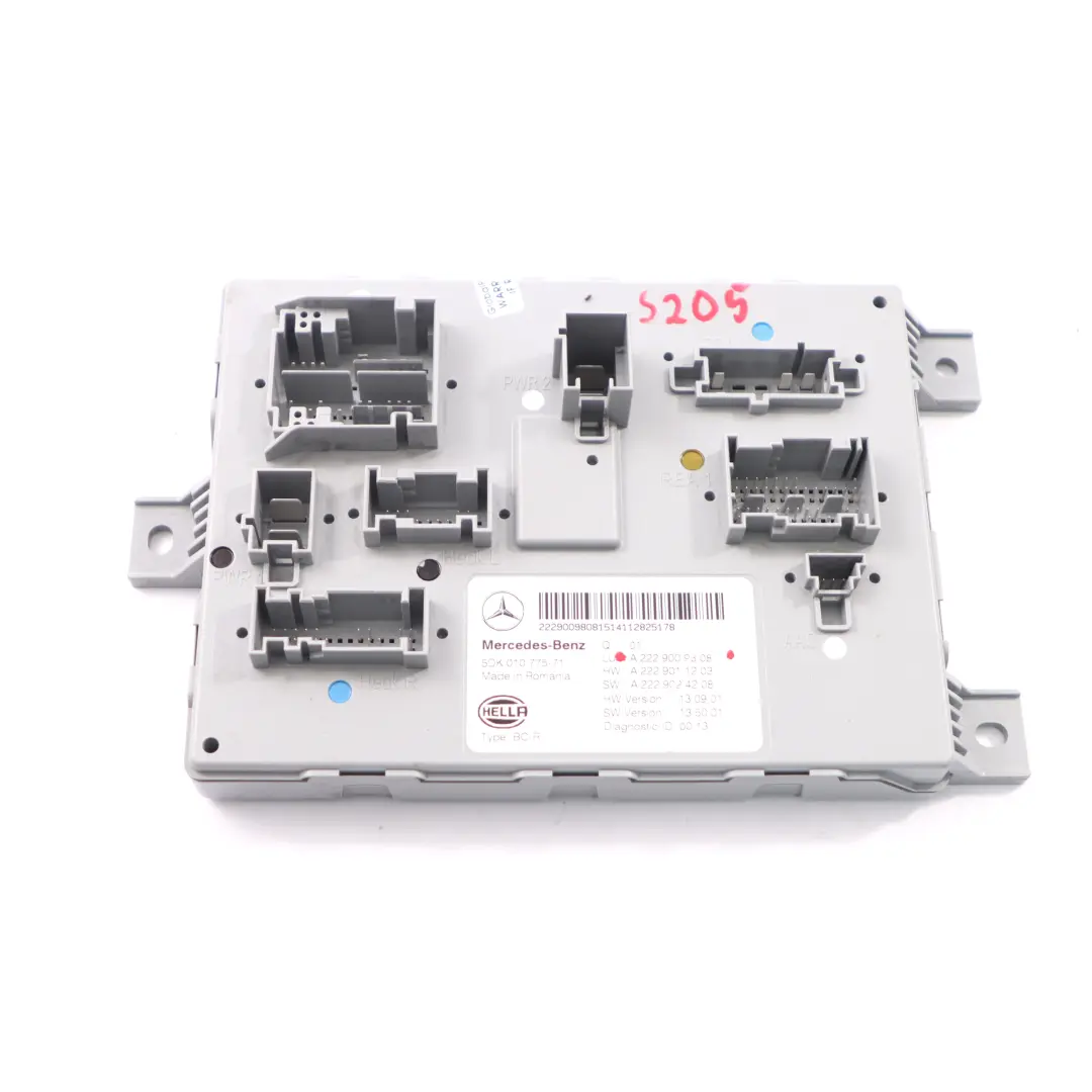 Mercedes W205 Module SAM Unité de contrôle du confort arrière ECU - SKU A2229009808 - Numéro de pièce A2229009808