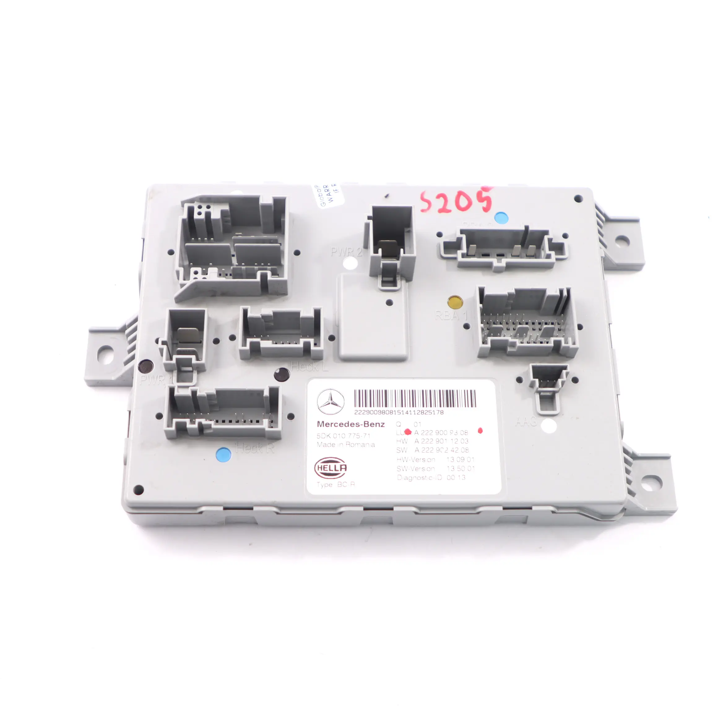 Mercedes W205 SAM Module Rear Comfort Control Unit ECU A2229009808