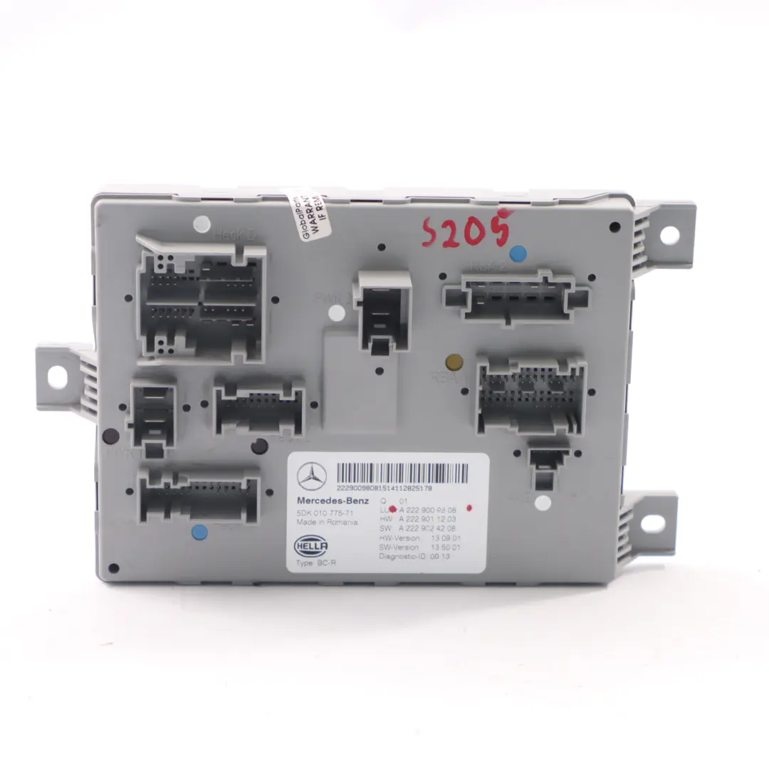Mercedes W205 Modulo SAM Unità di controllo comfort posteriore ECU - SKU A2229009808 - Numero di parte A2229009808