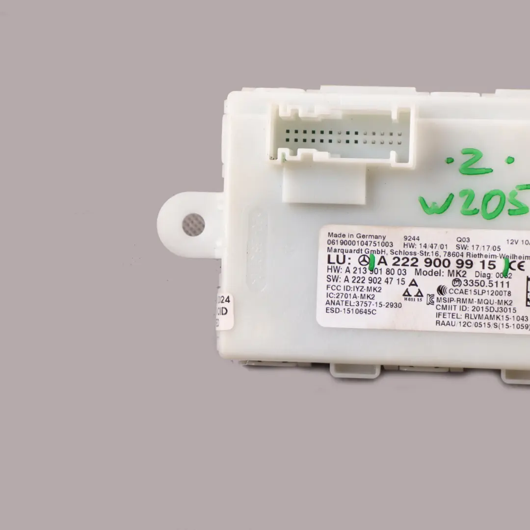 ECU Moduł Zamków Drzwi System Keyless Go do Mercedes W205 W213 o numerze A2229009915 Mercedes W205 W213 ECU Moduł Zamków Drzwi System Keyless Go - SKU A2229009915 - Numer Części A2229009915