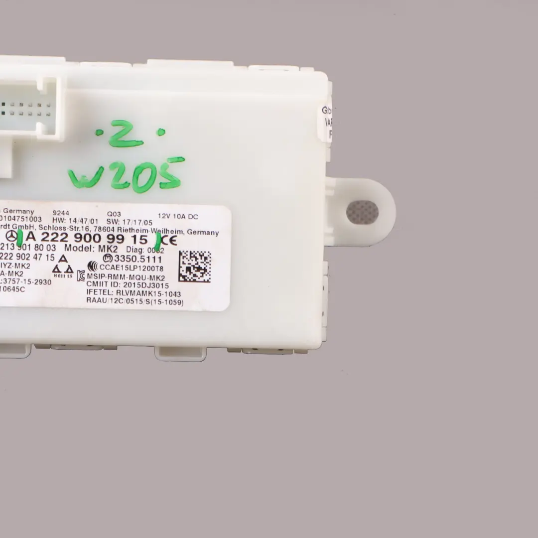 Keyless Module Mercedes W205 W213 ECU Unité de contrôle de porte - SKU A2229009915 - Numéro de pièce A2229009915