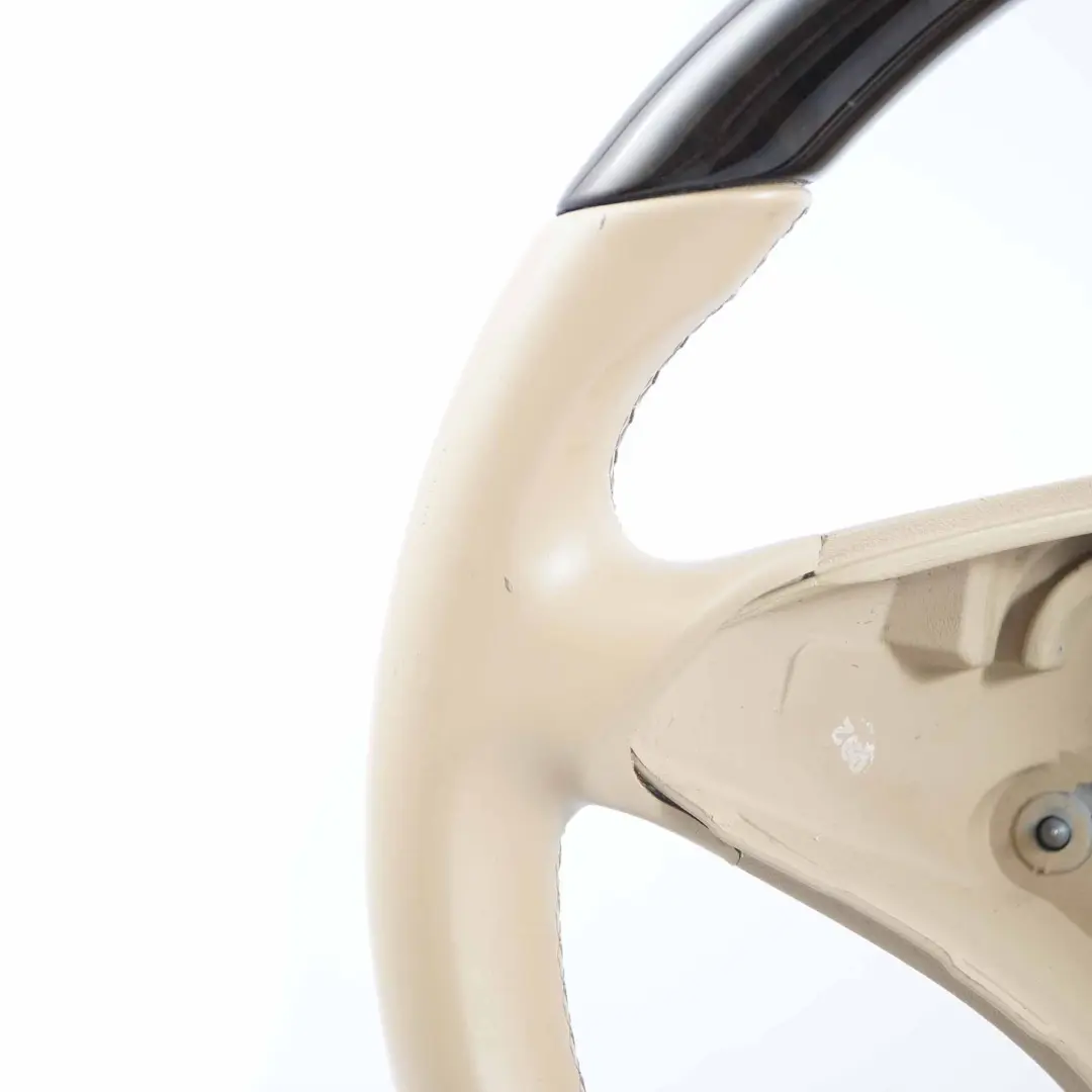 W219 CLS Beige Leather Steering Wheel Dark Walnut to Mercedes with Part number A2304602776 Mercedes W219 CLS Beige Leather Steering Wheel Dark Walnut - SKU A2304602776 - Part number A2304602776