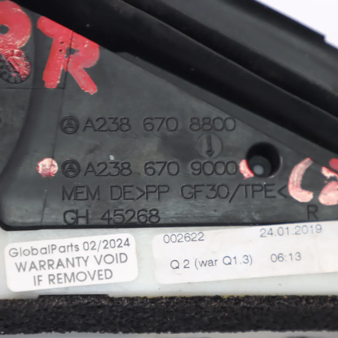 Mercedes C238 Szyba Karoseryjna Prawy Tył Prawa Tylna Czarna - SKU A2386709000 - Numer Części A2386709000