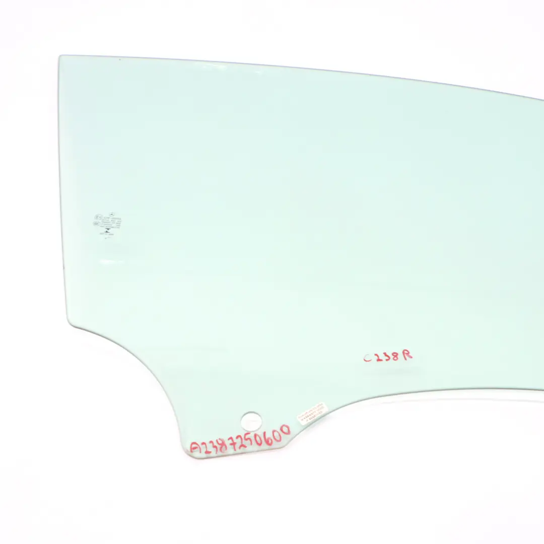 Cristal Puerta Delantera Derecha Verde Acristalamiento AS2 para Mercedes C238 con número de pieza A2387250600 Mercedes C238 Cristal Puerta Delantera Derecha Verde Acristalamiento AS2 - SKU A2387250600 - Número de pieza A2387250600