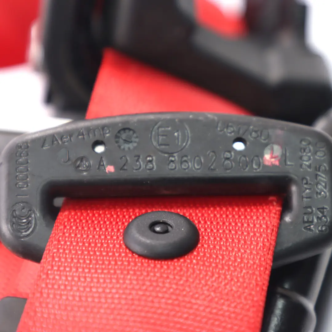 Safety Belt Front Left N/S Upper Red to Mercedes C238 Coupe Seat with Part number A2388602800 Mercedes C238 Coupe Seat Safety Belt Front Left N/S Upper Red - SKU A2388602800 - Part number A2388602800