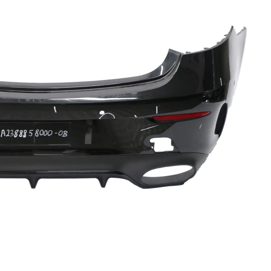 Bumper Rear Trim Panel Cover AMG Obsidian Black Metallic - 197 to Mercedes C238 with Part number A2388858000 Mercedes C238 Bumper Rear Trim Panel Cover AMG Obsidian Black Metallic - 197 - SKU A2388858000-OB - Part number A2388858000