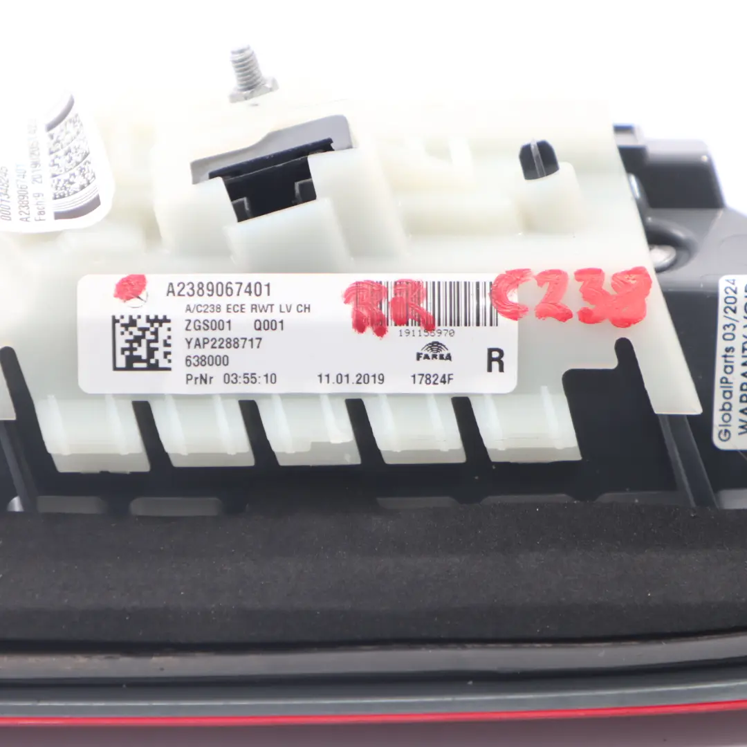 Lamp Trunk Boot Tailgate Light Right O/S LED to Mercedes C238 Rear with Part number A2389067401 Mercedes C238 Rear Lamp Trunk Boot Tailgate Light Right O/S LED - SKU A2389067401 - Part number A2389067401