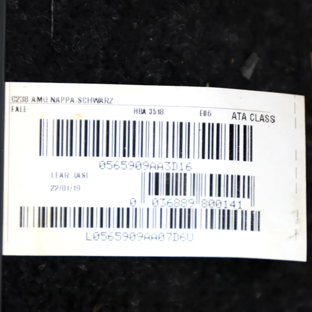 Mercedes W238 Respaldo Asiento Delantero AMG Calefactable Derecha Cuero Negro - SKU A2389100505 - Número de pieza A2389100505