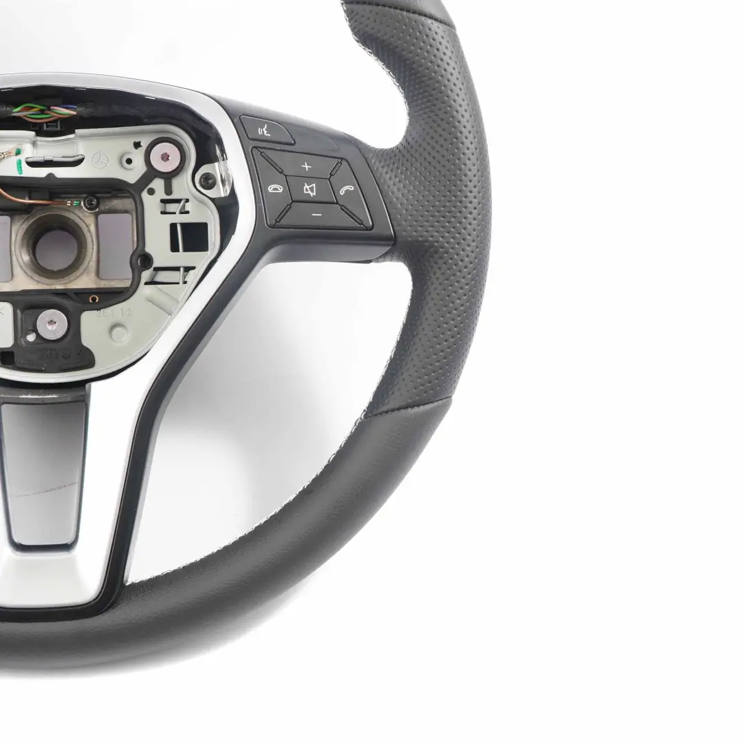 Steering Wheel Mercedes W176 W246 C117 NEW Black Leather with White Threads  - SKU A2464603803-1 - Part number A2464603803