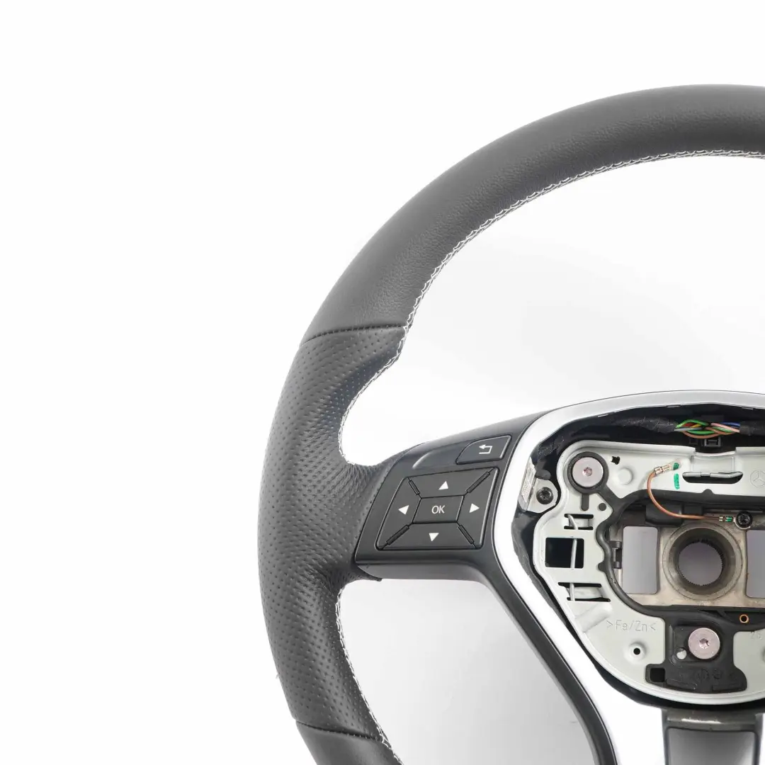 Steering Wheel Mercedes W176 W246 C117 NEW Black Leather with White Threads to with Part number A2464603803 Steering Wheel Mercedes W176 W246 C117 NEW Black Leather with White Threads - SKU A2464603803-1 - Part number A2464603803