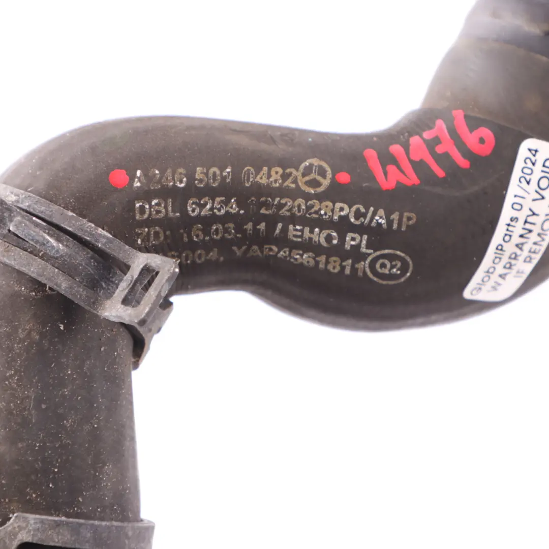 Mercedes W176 W246 OM651 Manguera de agua Motor Radiador Tubo de refrigerante - SKU A2465010482 - Número de pieza A2465010482