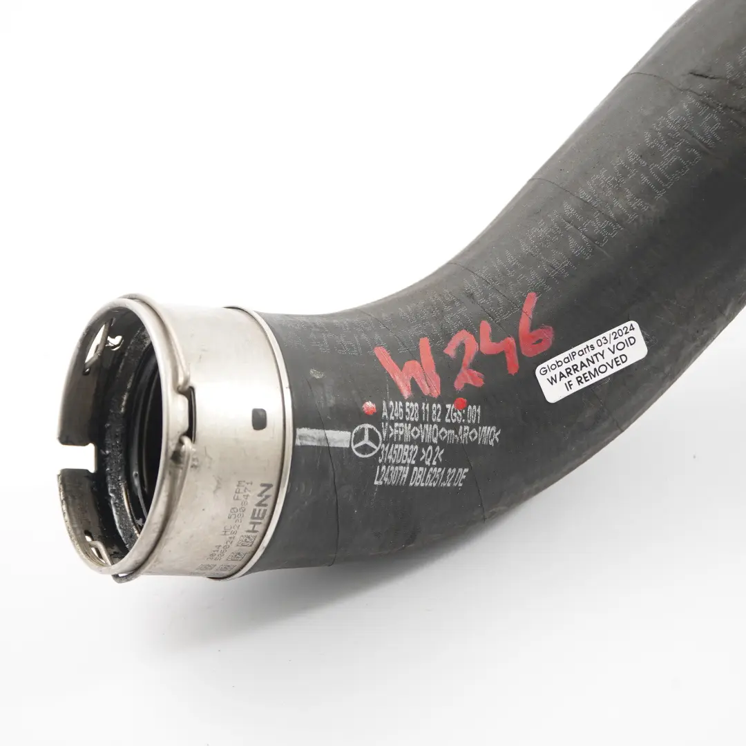 Intake Pipe Mercedes W246 Intercooler Charge Line Hose to Air with Part number A2465281182 Air Intake Pipe Mercedes W246 Intercooler Charge Line Hose - SKU A2465281182 - Part number A2465281182