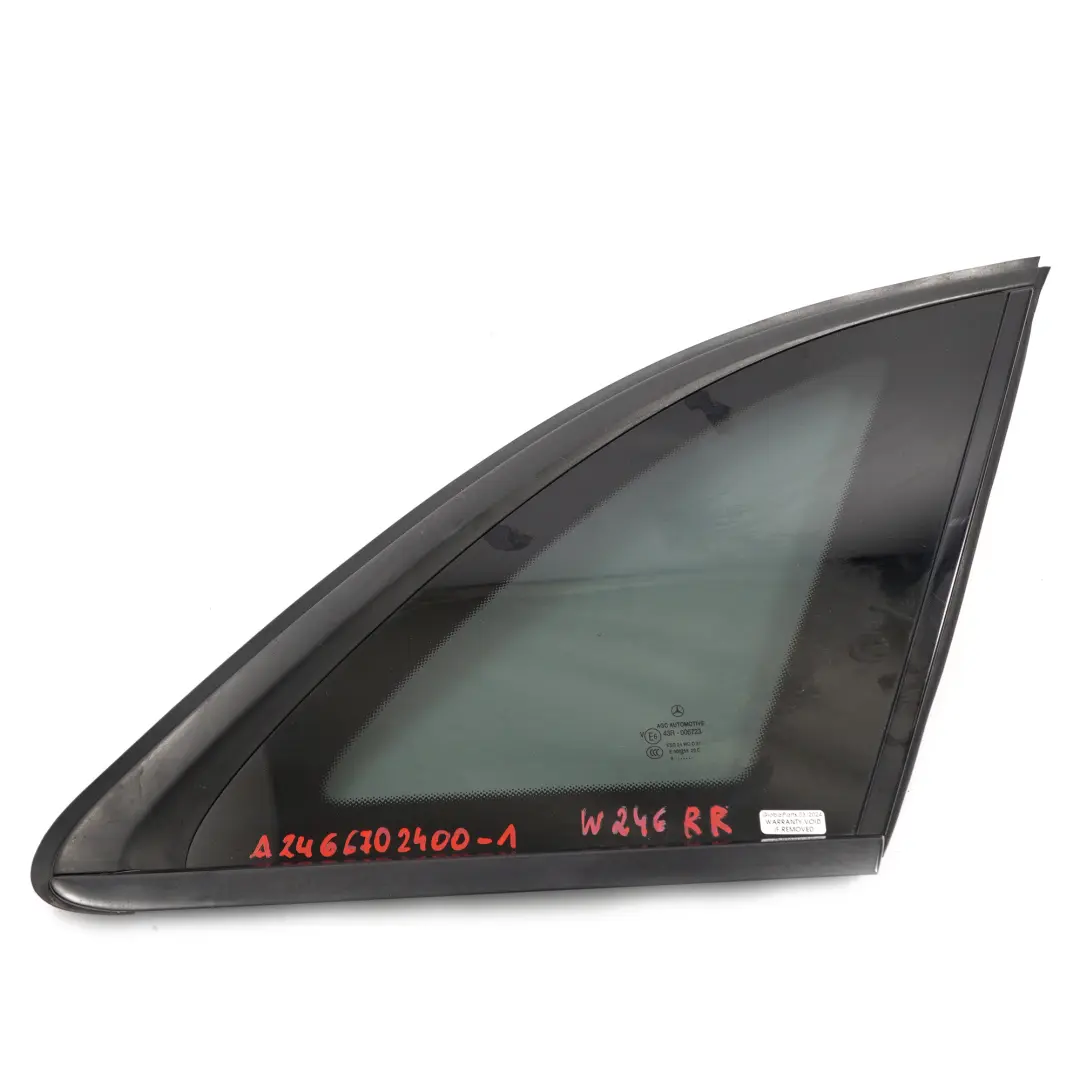 Viertel Seitenscheibe Glas hinten rechts getönt für Mercedes W246 Coupe mit Teilenummer A2466702400 Mercedes W246 Coupe Viertel Seitenscheibe Glas hinten rechts getönt - SKU A2466702400 - Teilenummer A2466702400
