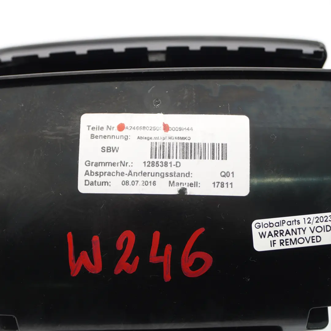 Mercedes W246 Console centrale Vassoio portacenere anteriore Nero - SKU A2466802500 - Numero di parte A2466802500