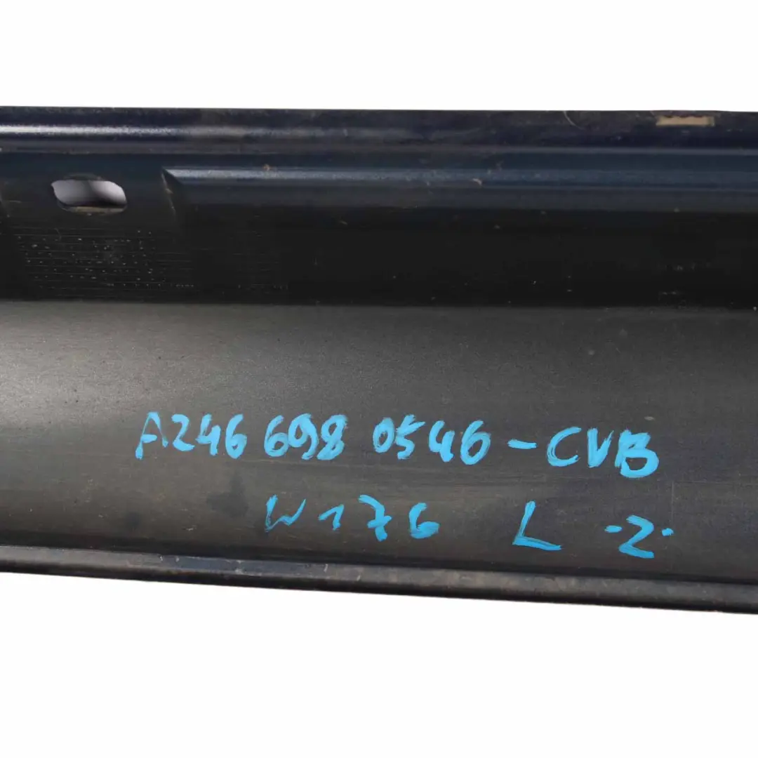 Side Skirt Trim Door Sill Cover Left N/S Cavansite Blue - 890 to Mercedes W176 with Part number A2466980554 Mercedes W176 Side Skirt Trim Door Sill Cover Left N/S Cavansite Blue - 890 - SKU A2466980554-CVB - Part number A2466980554