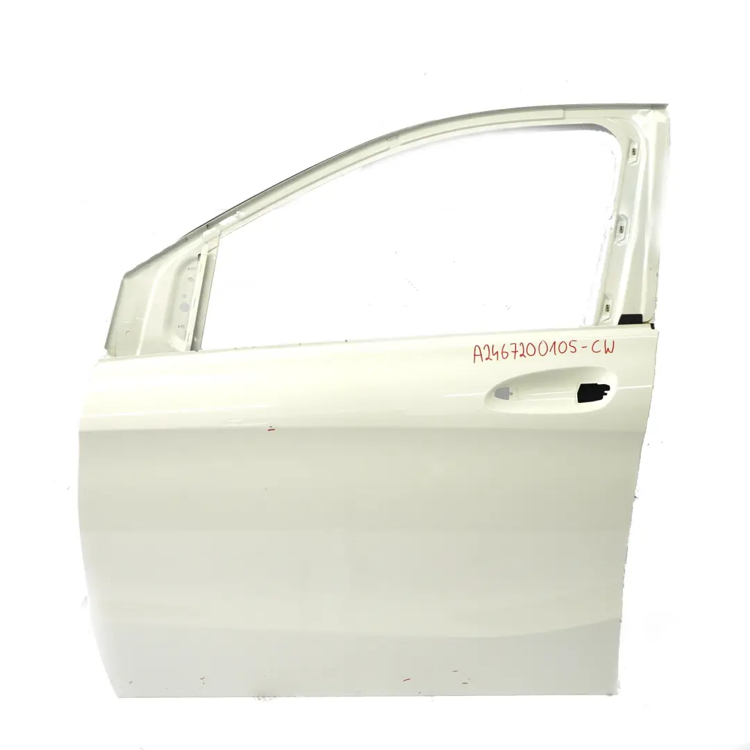 Door Front Left N/S B-Class Calcite White - 650 to Mercedes W246 with Part number A2467200105 Mercedes W246 Door Front Left N/S B-Class Calcite White - 650 - SKU A2467200105-CW - Part number A2467200105