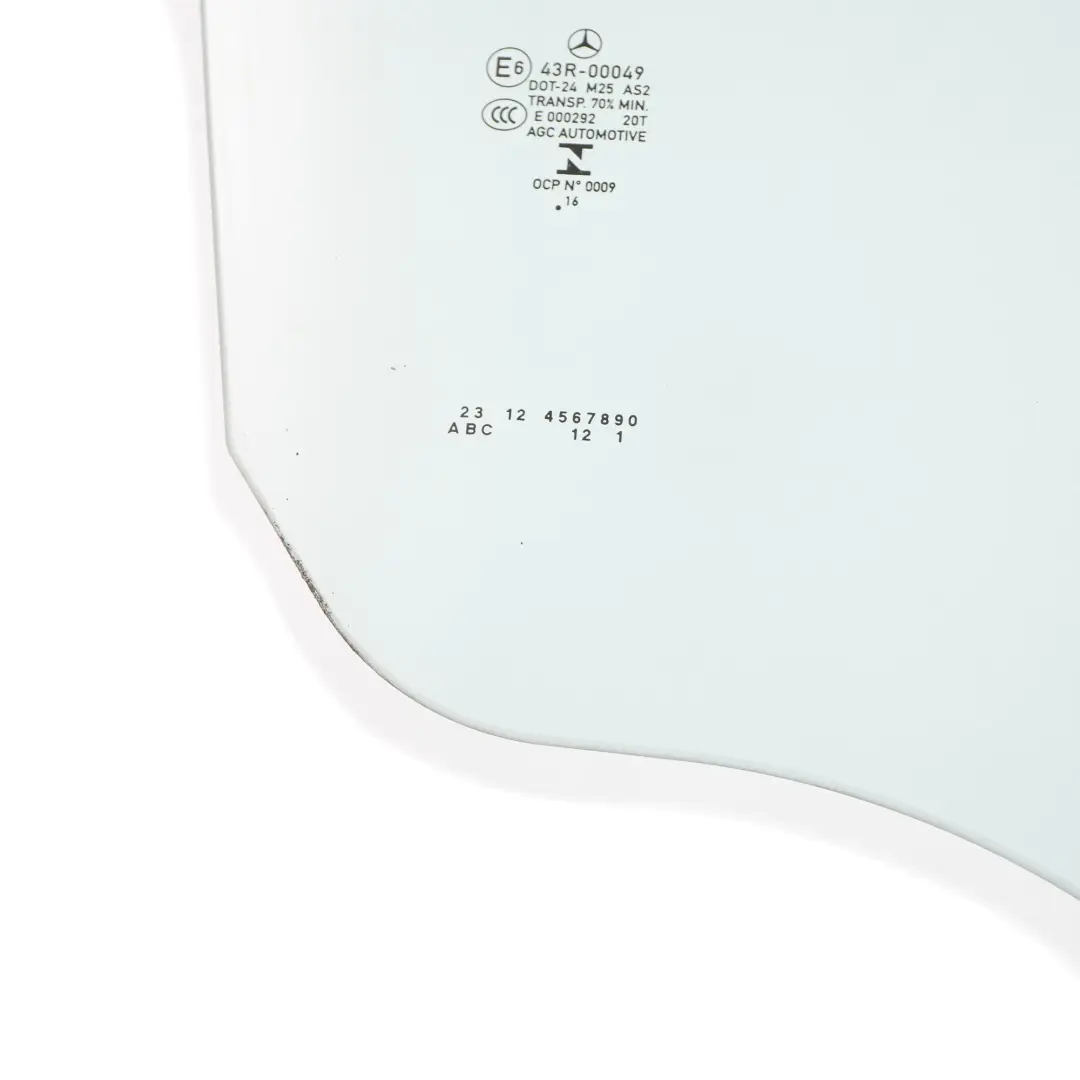 Glass Window Front Door Right O/S Glazing AS2 to Mercedes W246 with Part number A2467250600 Mercedes W246 Glass Window Front Door Right O/S Glazing AS2 - SKU A2467250600 - Part number A2467250600