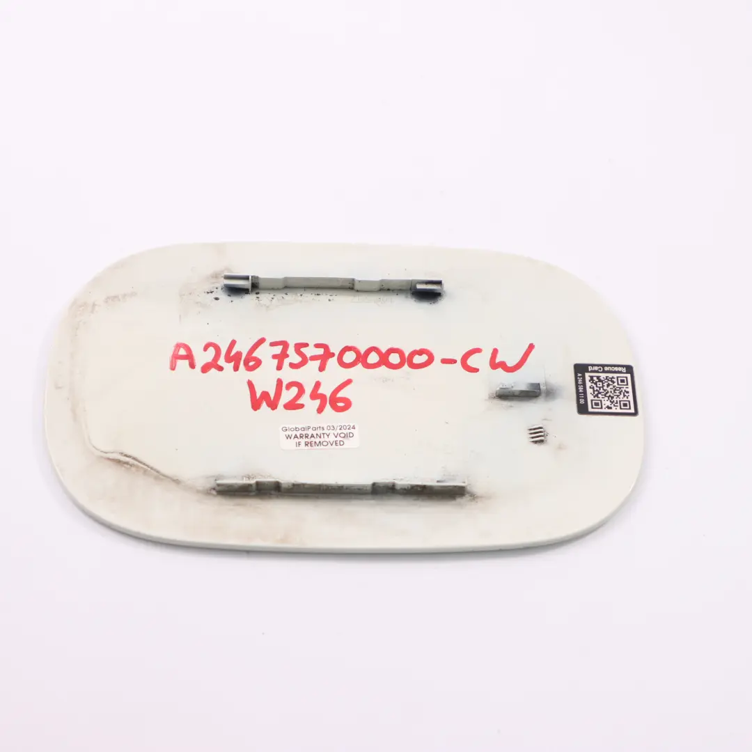 Filler Cover Fill in Flap Cap Calcite White - 650 to Mercedes W246 Fuel with Part number A2467570000 Mercedes W246 Fuel Filler Cover Fill in Flap Cap Calcite White - 650 - SKU A2467570000-CW - Part number A2467570000