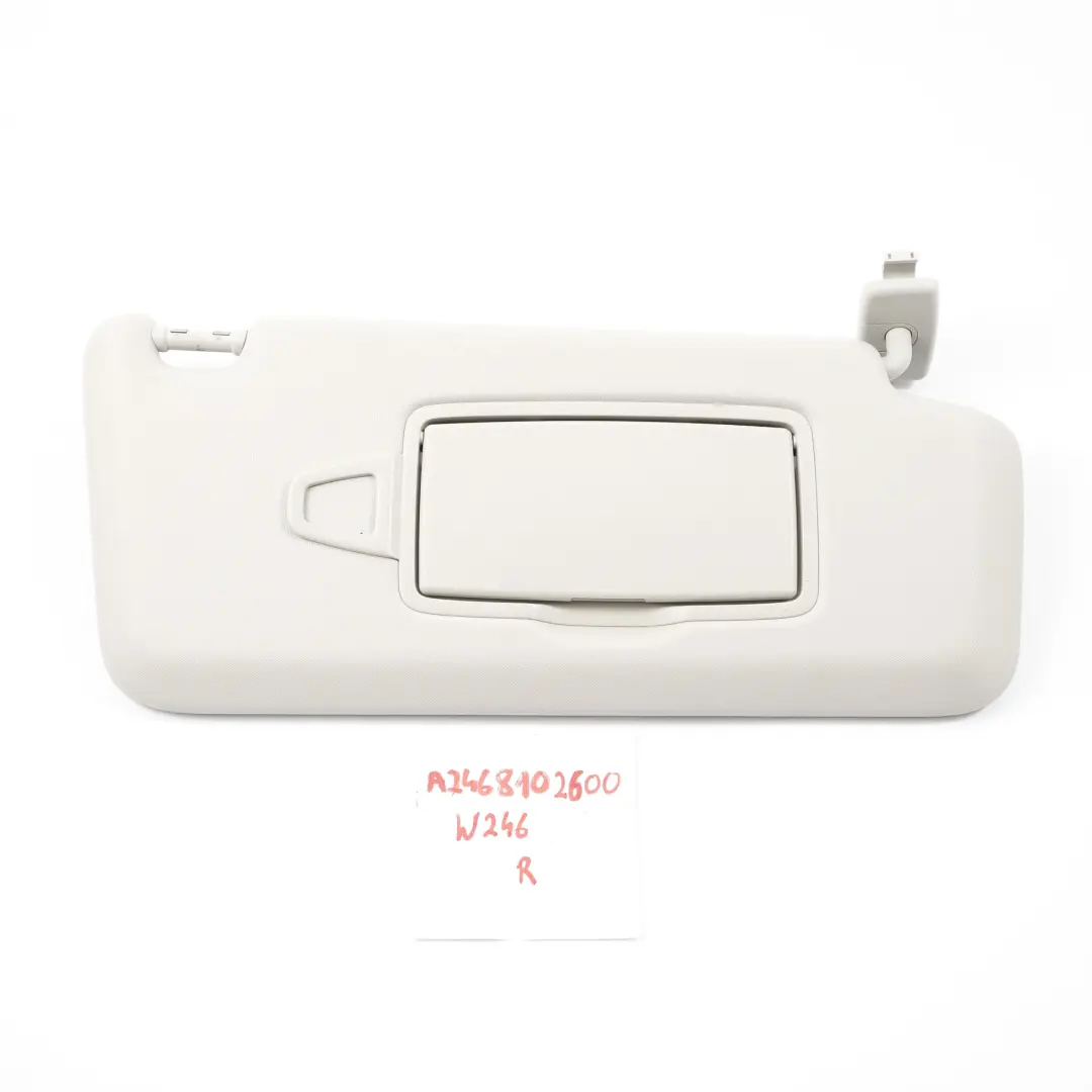 Sun Visor Cover Panel Sunvisor Grey Right O/S Mirror to Mercedes W246 with Part number A2468102600 Mercedes W246 Sun Visor Cover Panel Sunvisor Grey Right O/S Mirror - SKU A2468102600 - Part number A2468102600