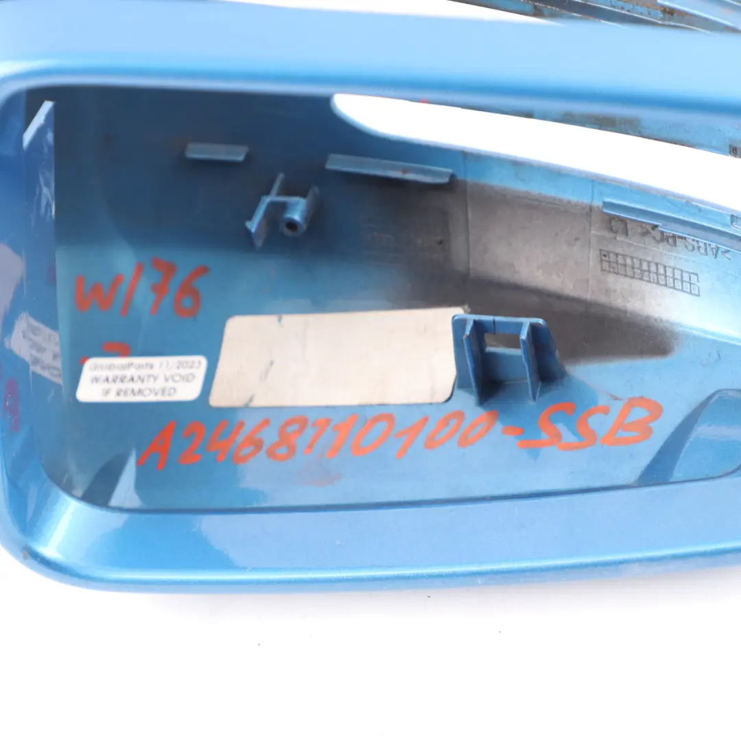 Wing Mirror Cover Cap Door Left N/S Housing South Sea Blue 162 to Mercedes W176 with Part number A2468110100 Mercedes W176 Wing Mirror Cover Cap Door Left N/S Housing South Sea Blue 162 - SKU A2468110100-SSB - Part number A2468110100