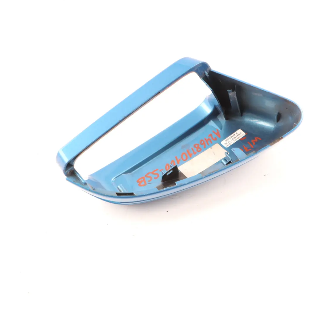Wing Mirror Cover Cap Door Left N/S Housing South Sea Blue 162 to Mercedes W176 with Part number A2468110100 Mercedes W176 Wing Mirror Cover Cap Door Left N/S Housing South Sea Blue 162 - SKU A2468110100-SSB - Part number A2468110100