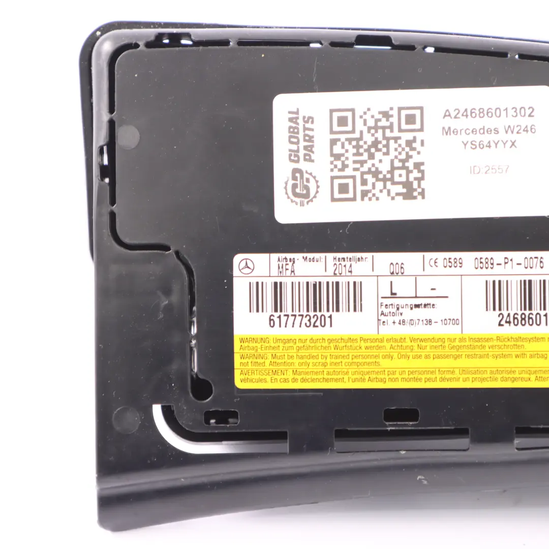 Module d'air latéral du siège avant gauche pour Mercedes W246 à propos du numéro de pièce A2468601302 Mercedes W246 Module d'air latéral du siège avant gauche - SKU A2468601302 - Numéro de pièce A2468601302